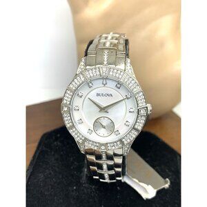 Bulova Women's Watch 96L291 Quartz White Mother of Pearl Dial Crystal Accent